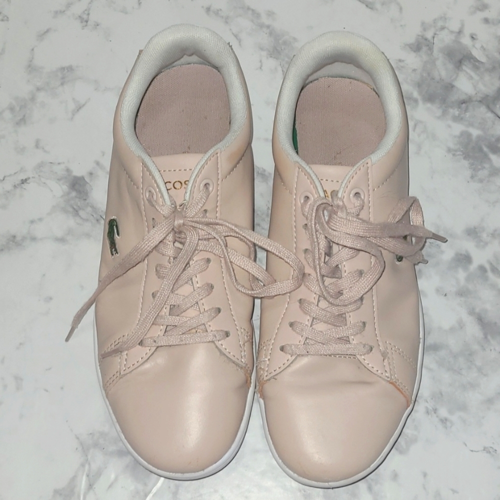 Lacoste Pink Leather Logo Sneakers Hydez Tennis Shoes Size 6 Preppy Barbiecore - Picture 4 of 9